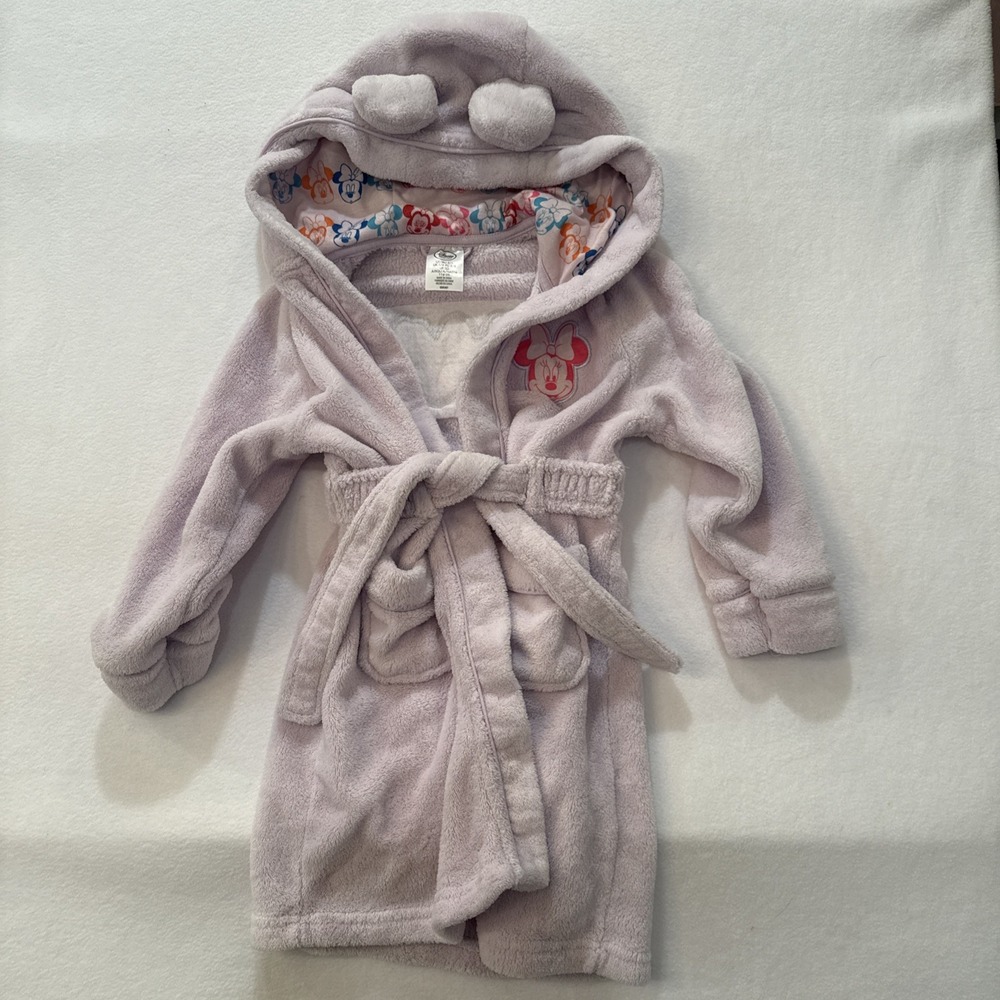 Disney‎ Minnie Mouse Pink Minky Fleece Girl's Bathrobe, Robe SZ 6